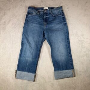 FRAME Le Jane Crop Jeans Del Amo Grind Blue High Rise Straight Leg Cuffed‎ 29